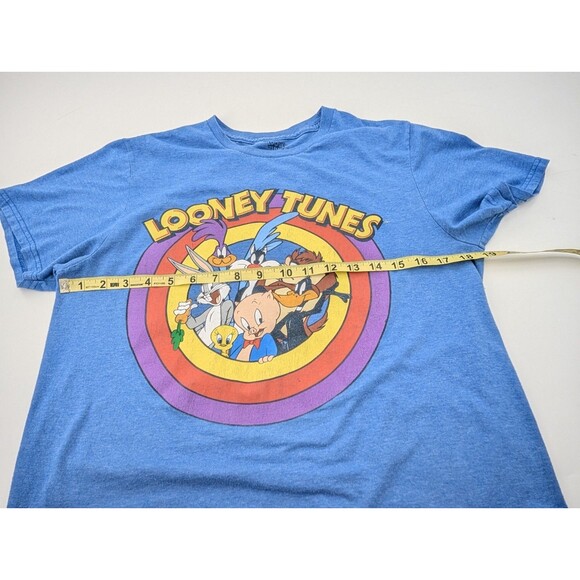 Looney Tunes Character Circle Logo Blue T-Shirt Bugs Taz Tweety Size Medium - Picture 4 of 5